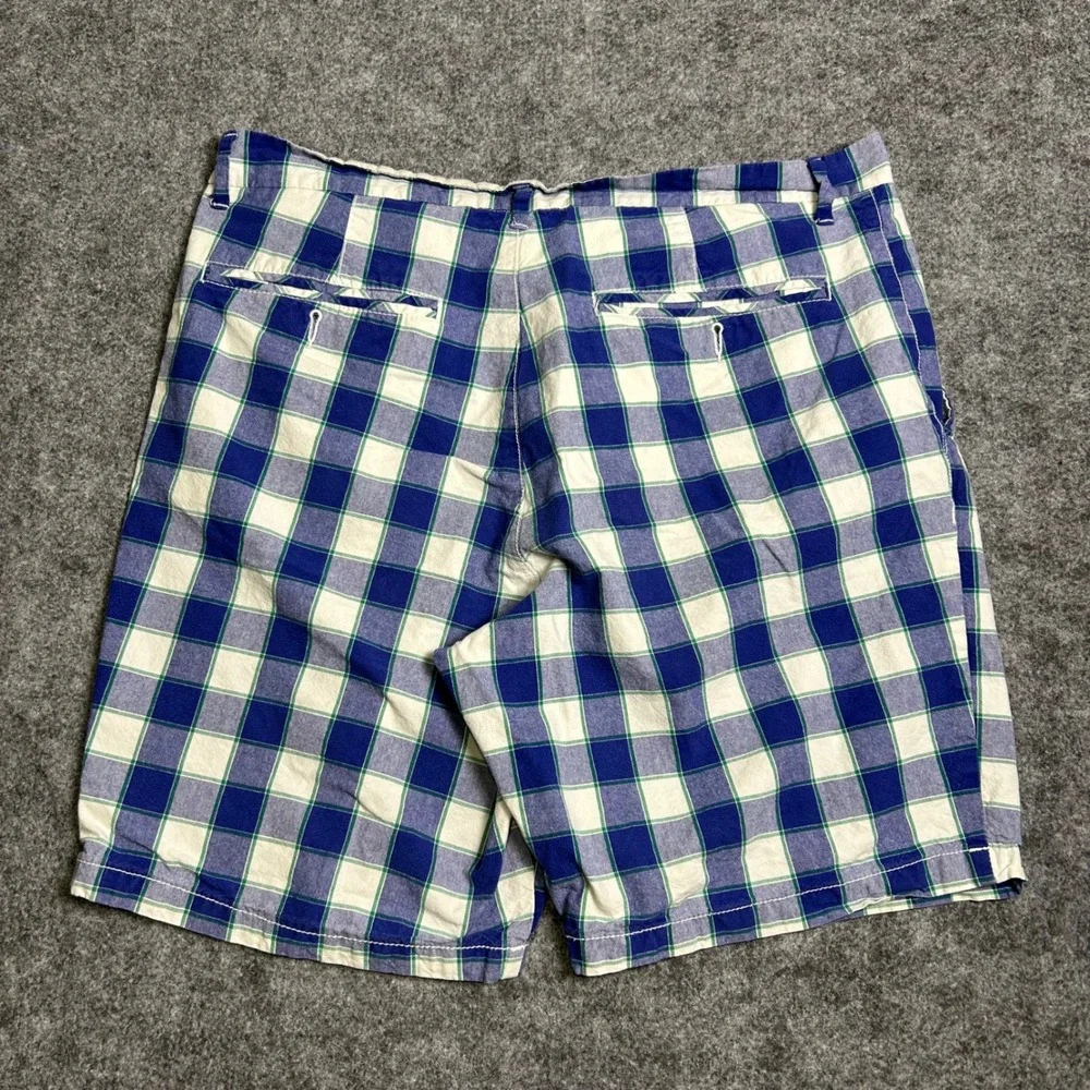 Old Navy Blue White Plaid Chino‎ Shorts Mens Size 34 Preppy Summer Casual Retro